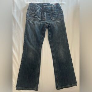 MINI BODEN Girls 10Y boot cut jeans with contrast stitching.